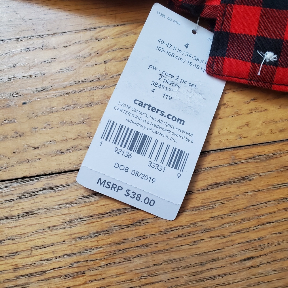 Carter's Girl's Buffalo Check Top and Legging Set - Picture 6 of 10